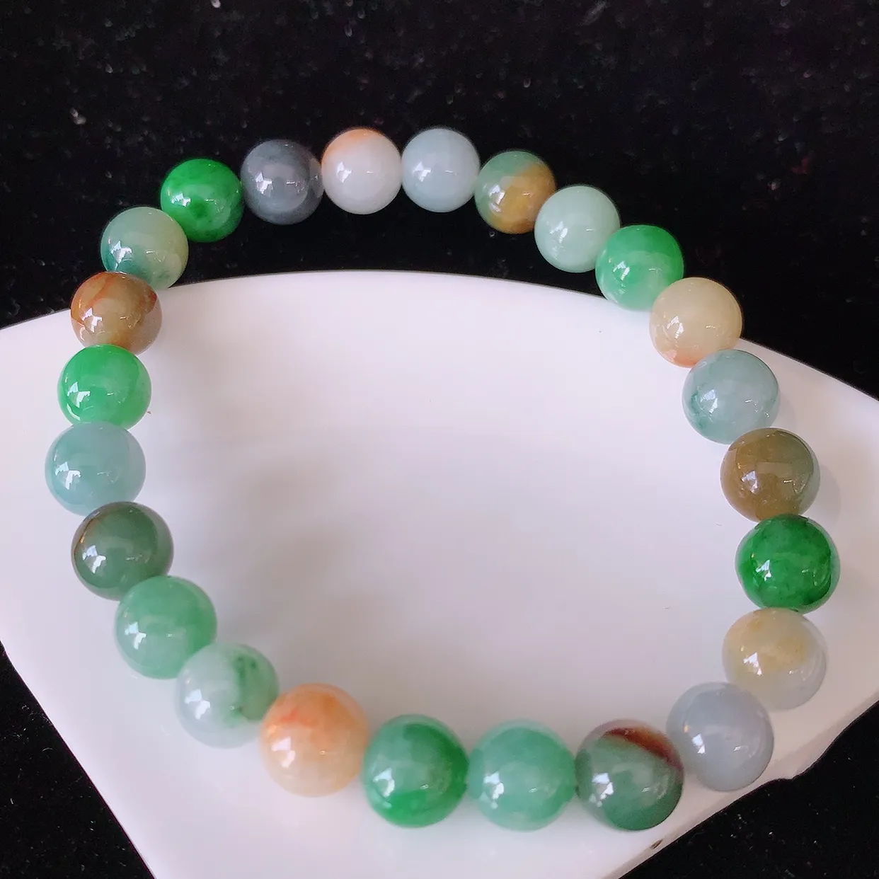 自然光实拍，冰润多宝翡翠手链，多彩翡翠手串，颜色丰富，料子细腻，高档大气，自戴送礼佳品！#46.27
