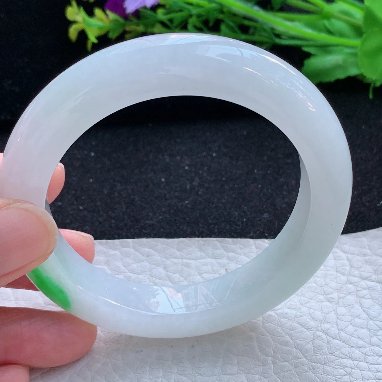 xd自然光55.5*11.5*10.3平安镯 缅甸翡翠a货玉手镯冰润飘阳绿宽边玉手环