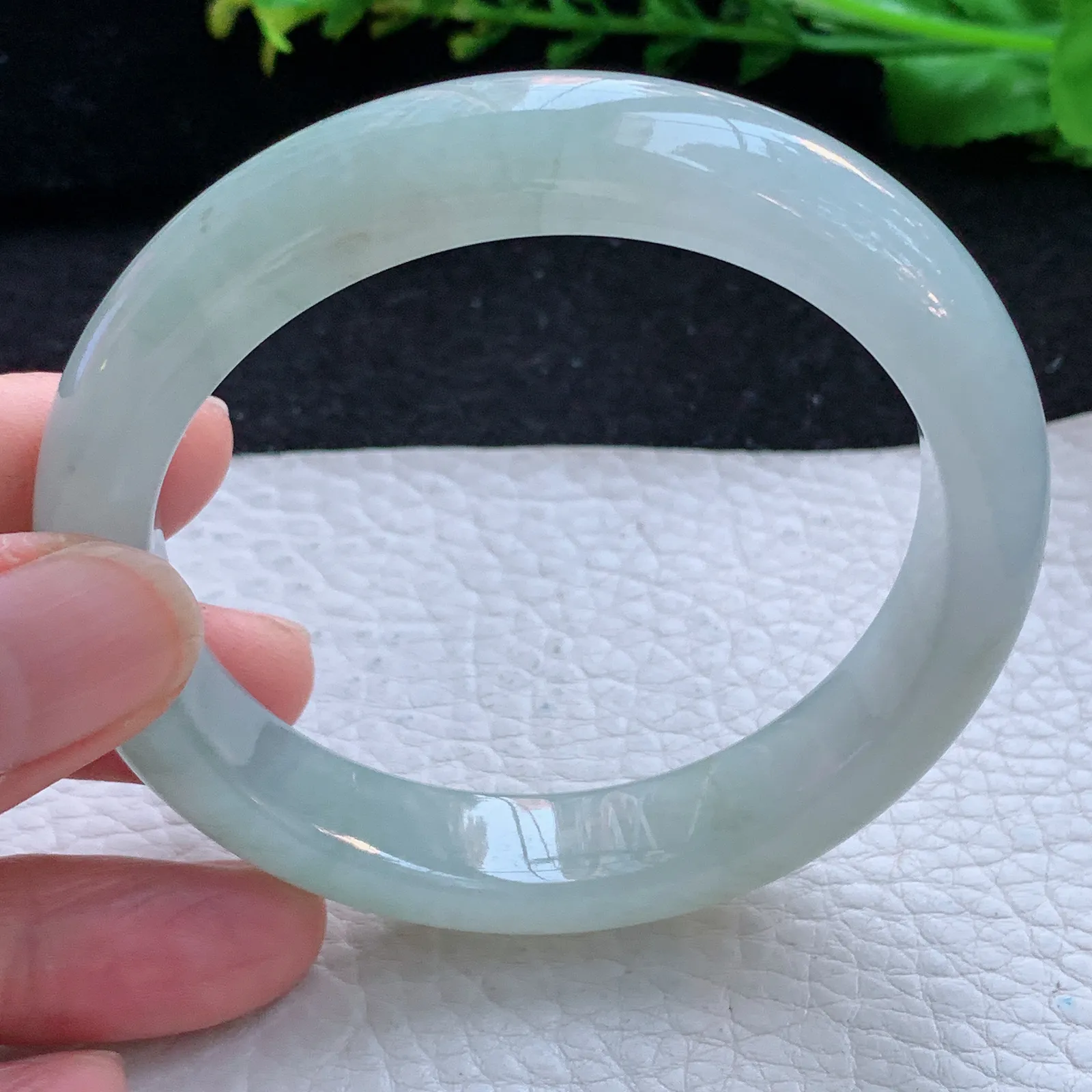 z自然光57*12.3*8.3平安镯 缅甸翡翠a货玉手镯冰胶清爽宽边玉手环