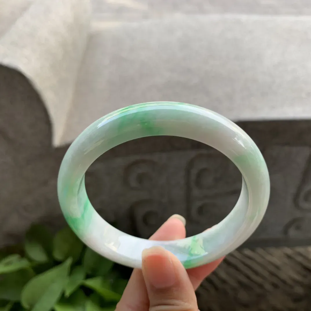 大圈口58.8-12-8.4 【飘绿正圈手镯】正圈58 59可戴