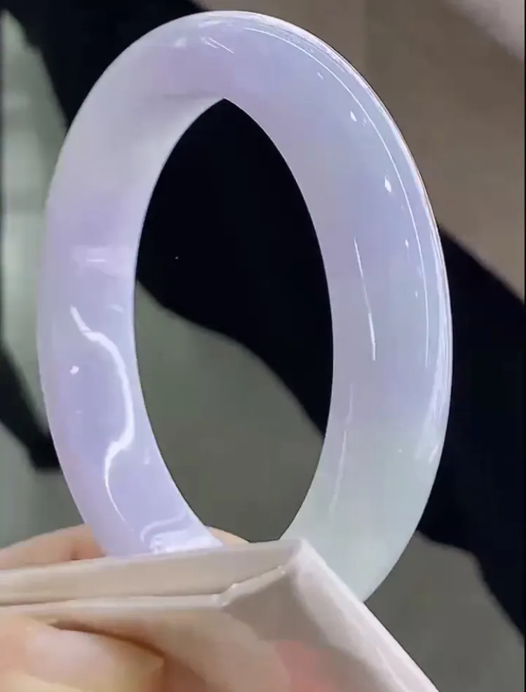 自然光55.7/12.3/9.3老坑精美冰润紫罗兰春带彩手镯翡翠玉镯美人镯