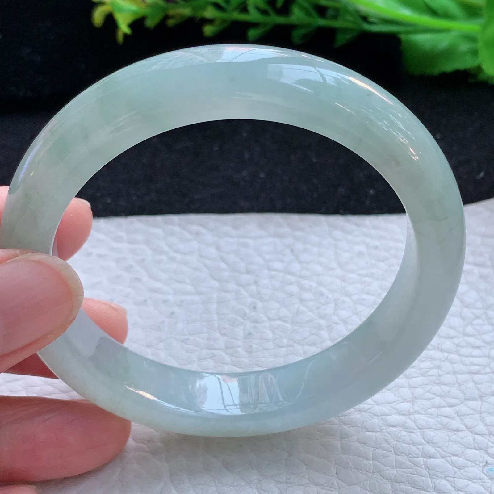 z自然光57*12.3*8.3平安镯 缅甸翡翠a货玉手镯冰胶清爽宽边玉手环