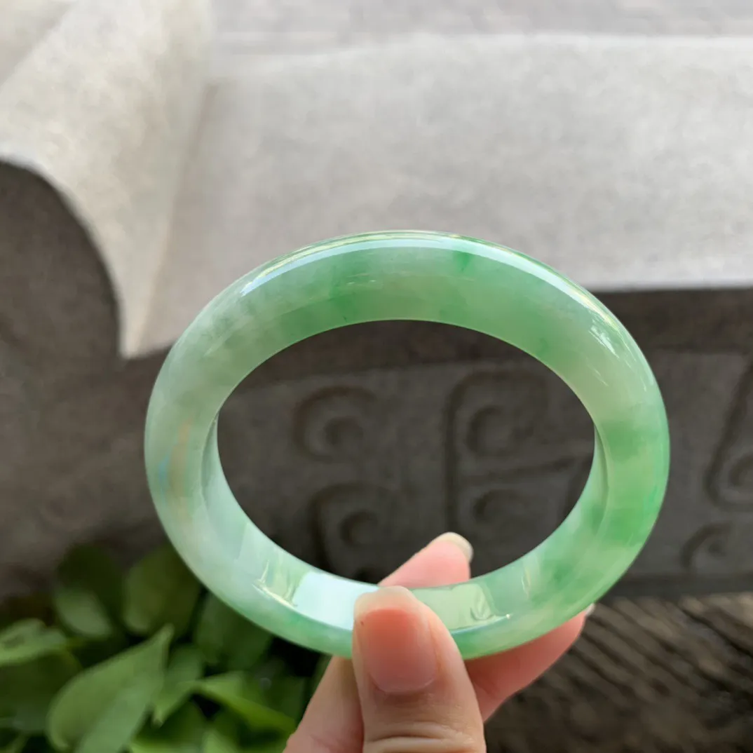 圈口57.8-12.3-9.5【飘阳绿正圈手镯】正圈57 58可戴