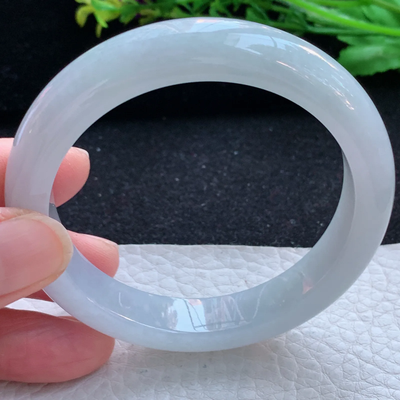 hf自然光56*12*8.5平安镯 缅甸翡翠a货玉手镯冰胶纯美宽边玉手环