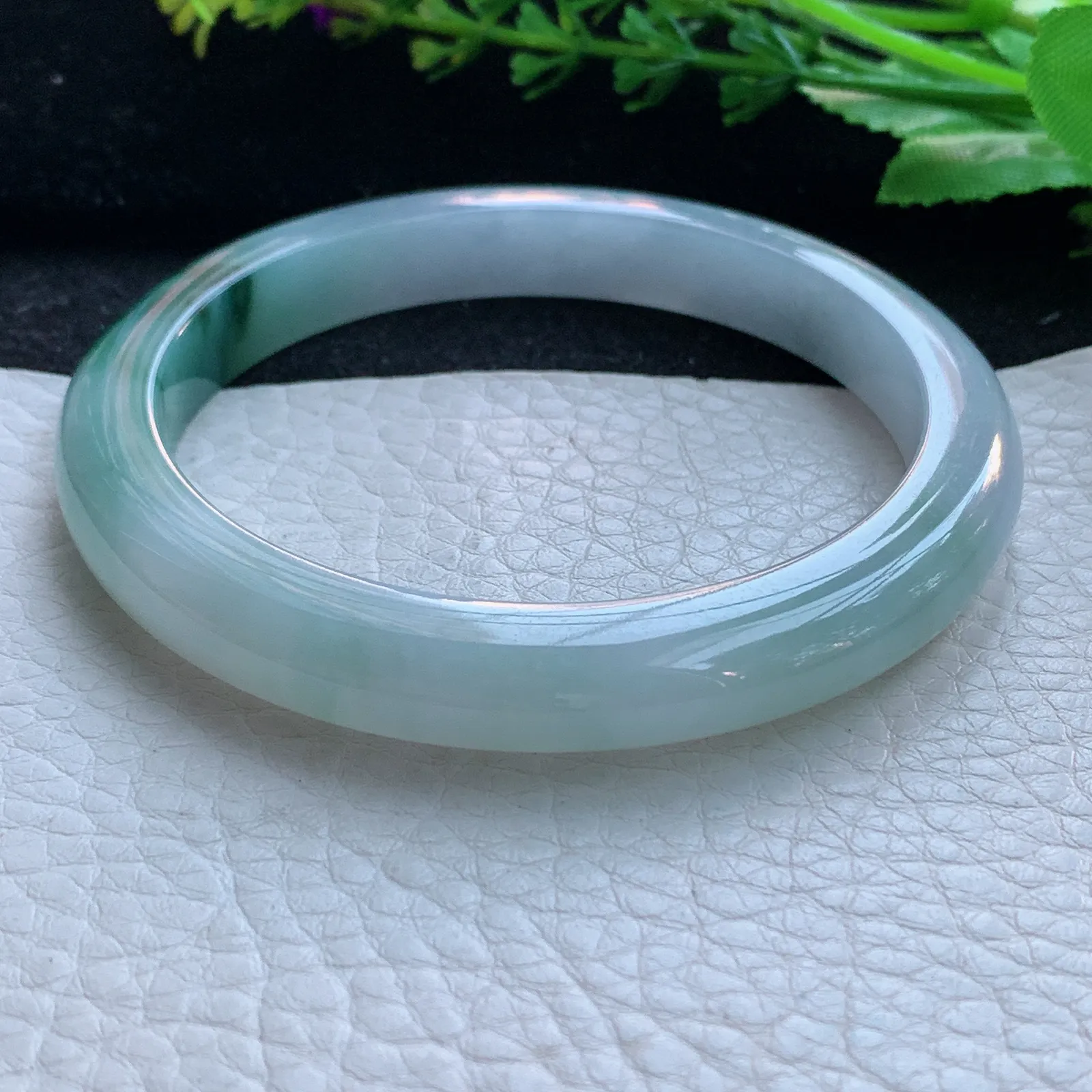 js大圈口60*9.2*8.2平安镯 缅甸翡翠a货玉手镯冰飘花宽边玉手环