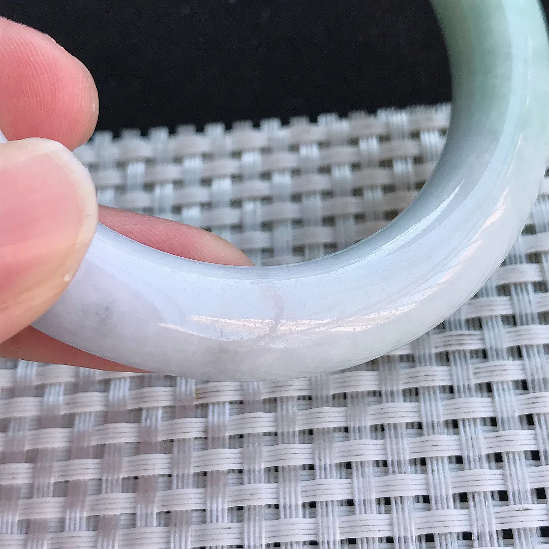 天然A货翡翠55/11.5老坑温润飘阳绿胖圆条手镯玉手镯