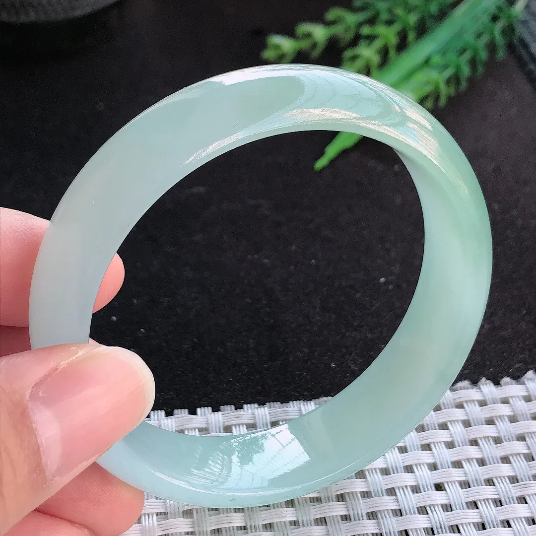 天然A货翡翠56.5/15.2/7老坑冰胶果冻冰晴手镯宽边轮胎镯