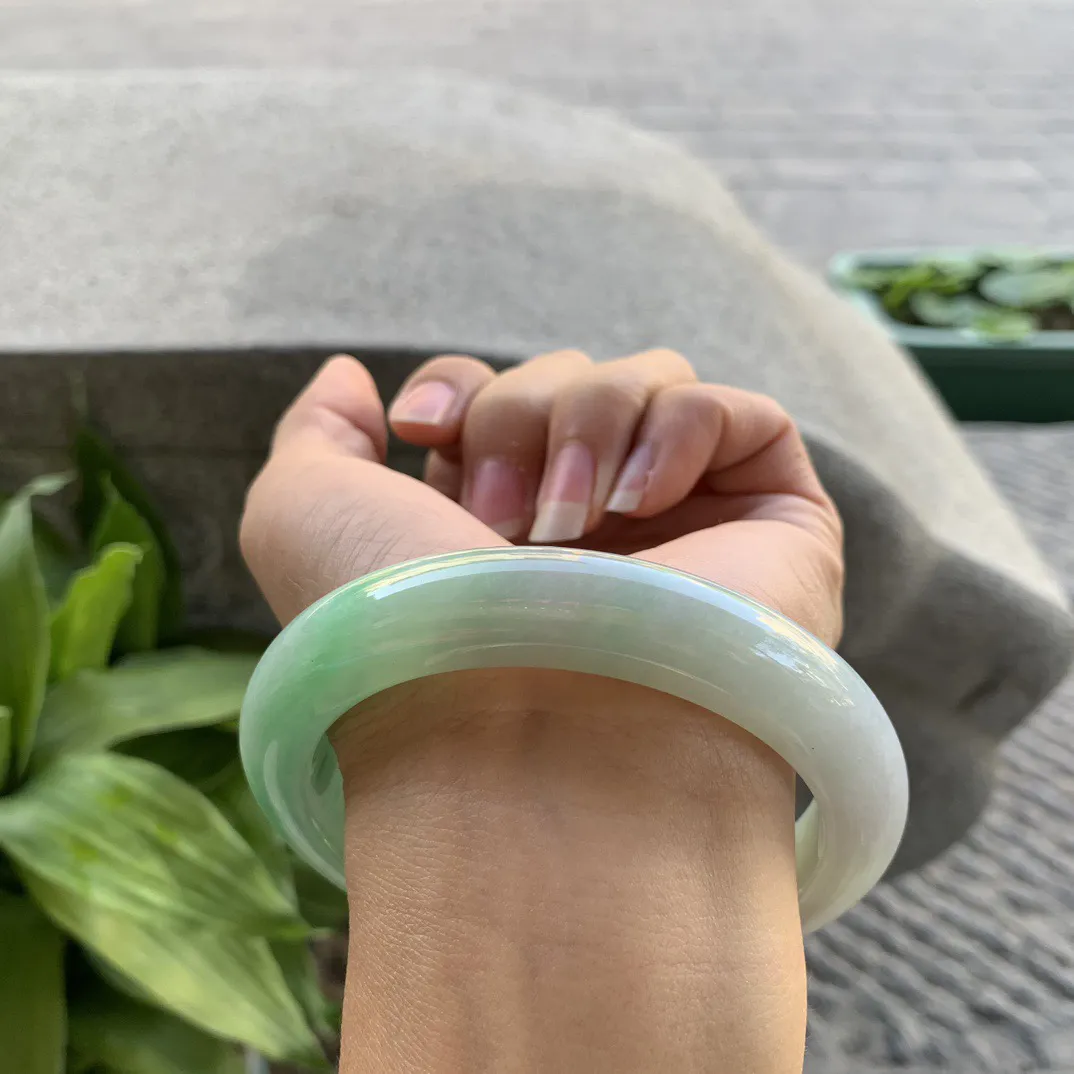 大圈口 63.7-12.2-10.2【飘绿正圈手镯】正圈63 64可戴
