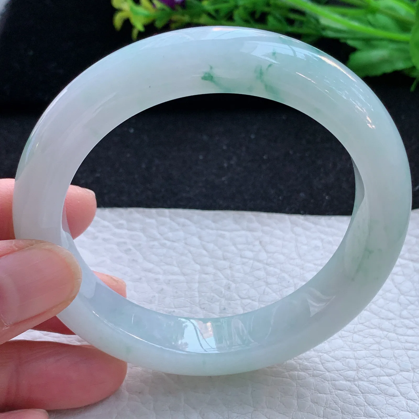 xd大圈口60*13*10平安镯 缅甸翡翠a货玉手镯冰飘花宽边玉手环