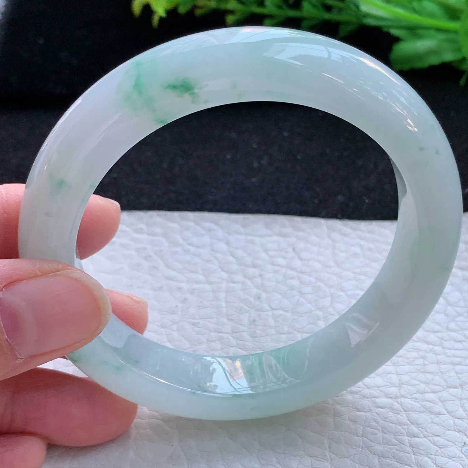 xd大圈口60*13*10平安镯 缅甸翡翠a货玉手镯冰飘花宽边玉手环