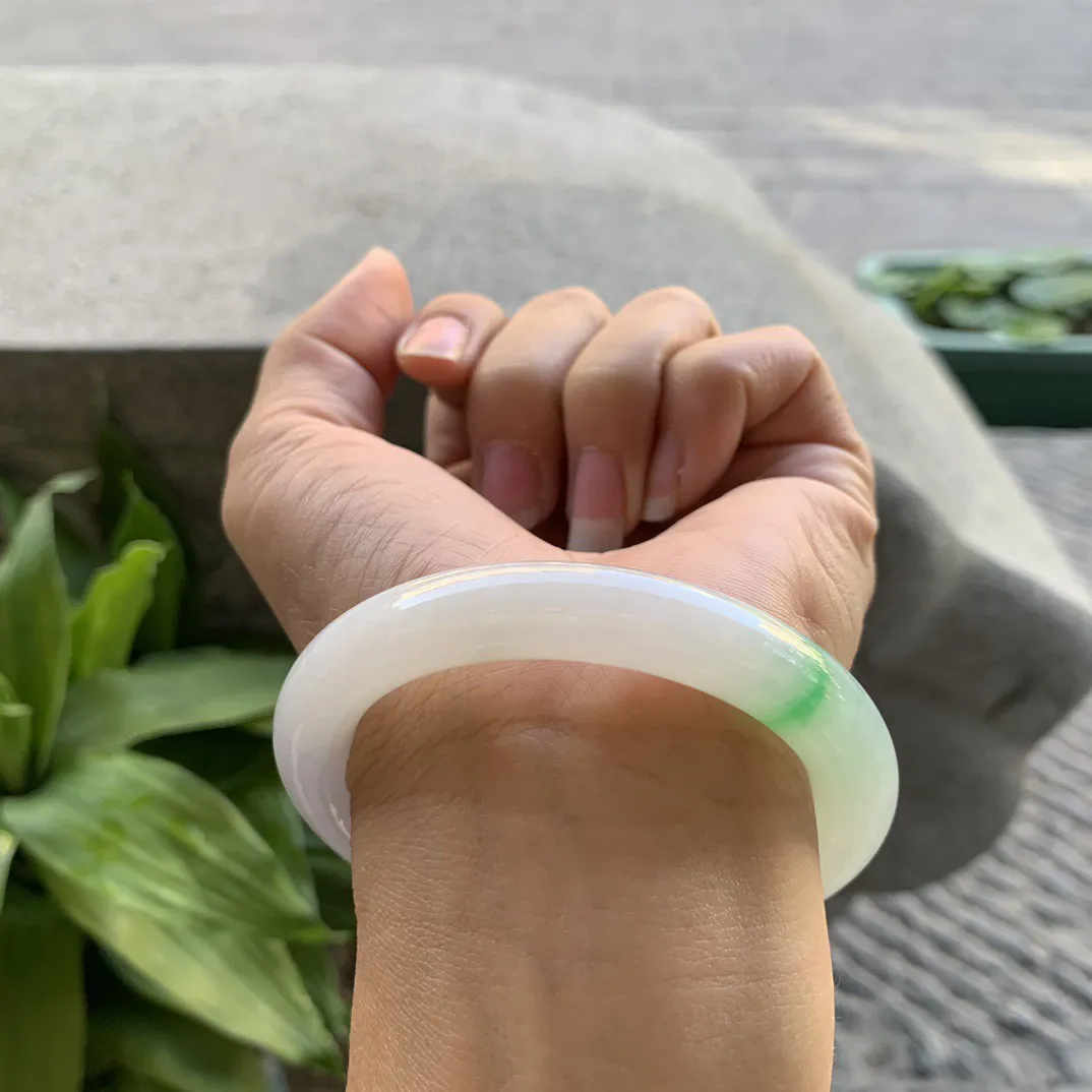 小圈口53.6-9.5 【飘阳绿圆条手镯】圆条53 54可戴
