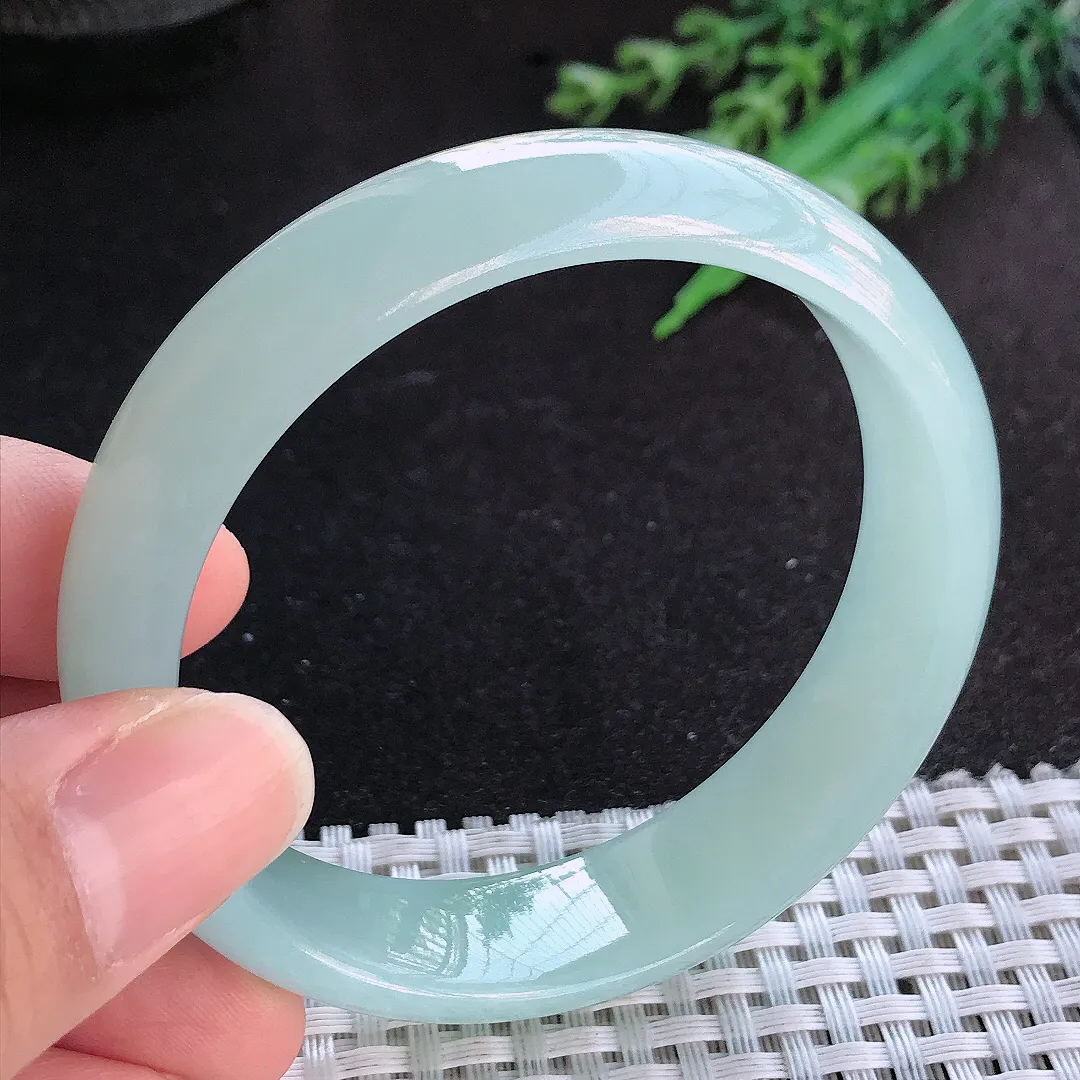 天然A货翡翠56.5/15.2/7老坑冰胶果冻冰晴手镯宽边轮胎镯