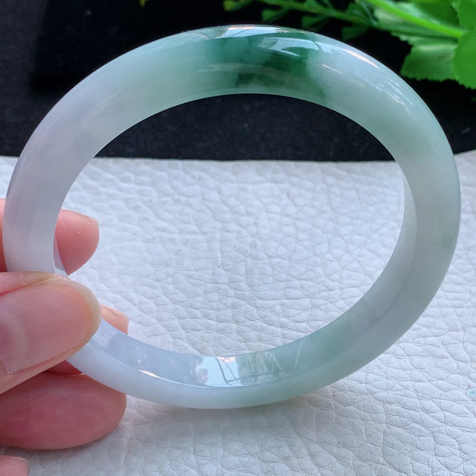 js大圈口60*9.2*8.2平安镯 缅甸翡翠a货玉手镯冰飘花宽边玉手环