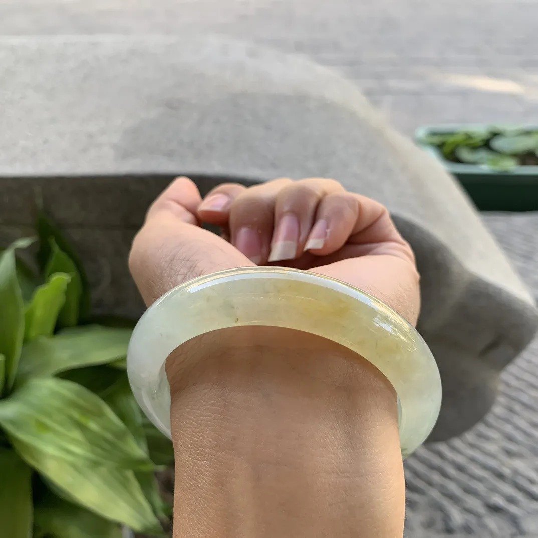 圈口57.8-12.8-9.2 【冰黄翡正圈手镯】正圈57 58可戴