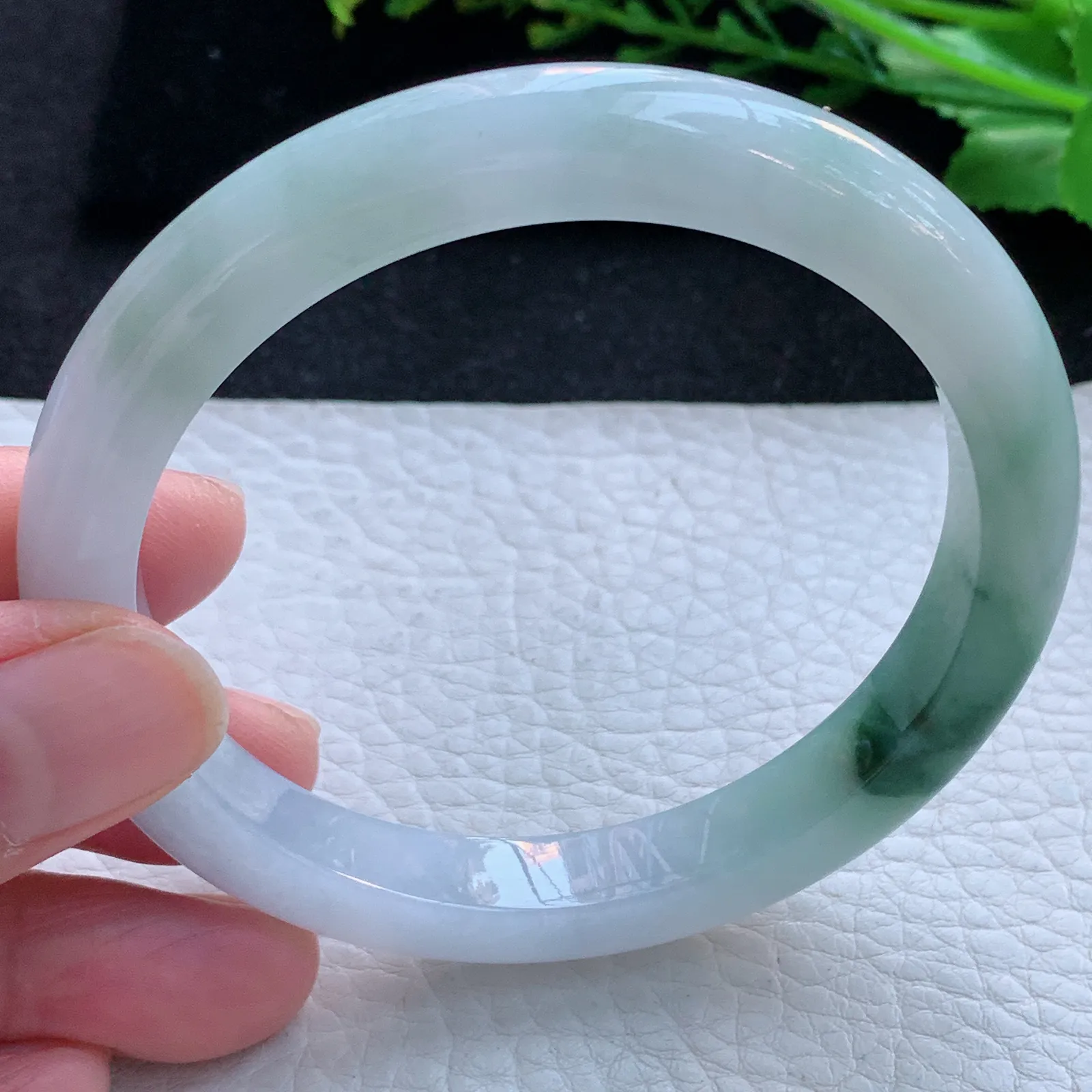 js大圈口60*9.2*8.2平安镯 缅甸翡翠a货玉手镯冰飘花宽边玉手环