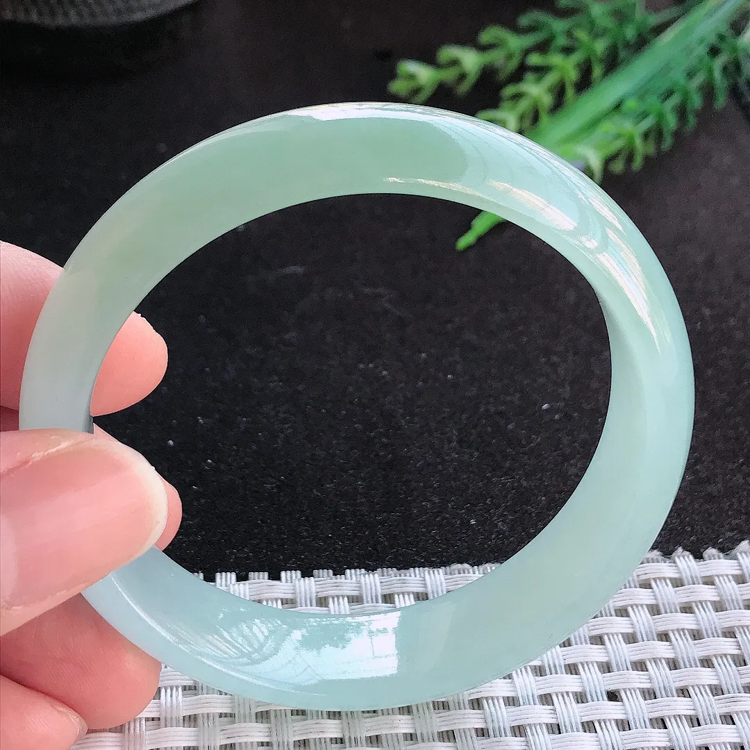 天然A货翡翠56.5/15.2/7老坑冰胶果冻冰晴手镯宽边轮胎镯