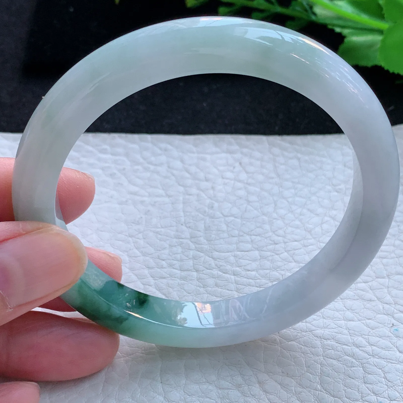 js大圈口60*9.2*8.2平安镯 缅甸翡翠a货玉手镯冰飘花宽边玉手环