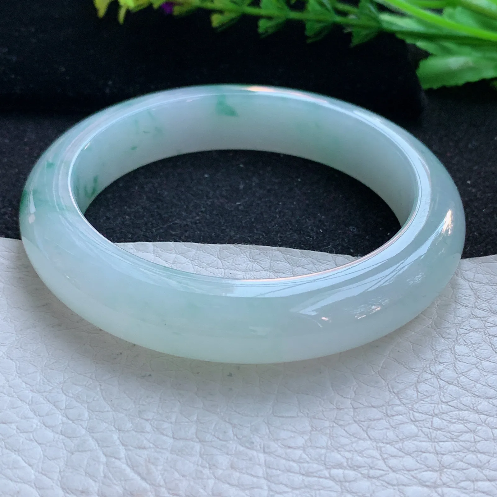 xd大圈口60*13*10平安镯 缅甸翡翠a货玉手镯冰飘花宽边玉手环