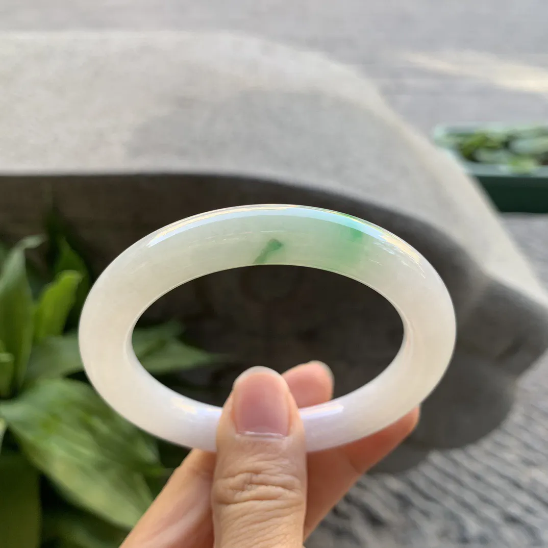 小圈口53.6-9.5 【飘阳绿圆条手镯】圆条53 54可戴