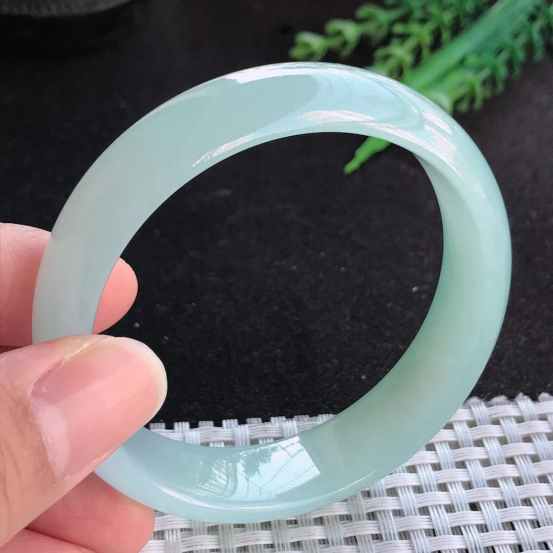 天然A货翡翠56.5/15.2/7老坑冰胶果冻冰晴手镯宽边轮胎镯