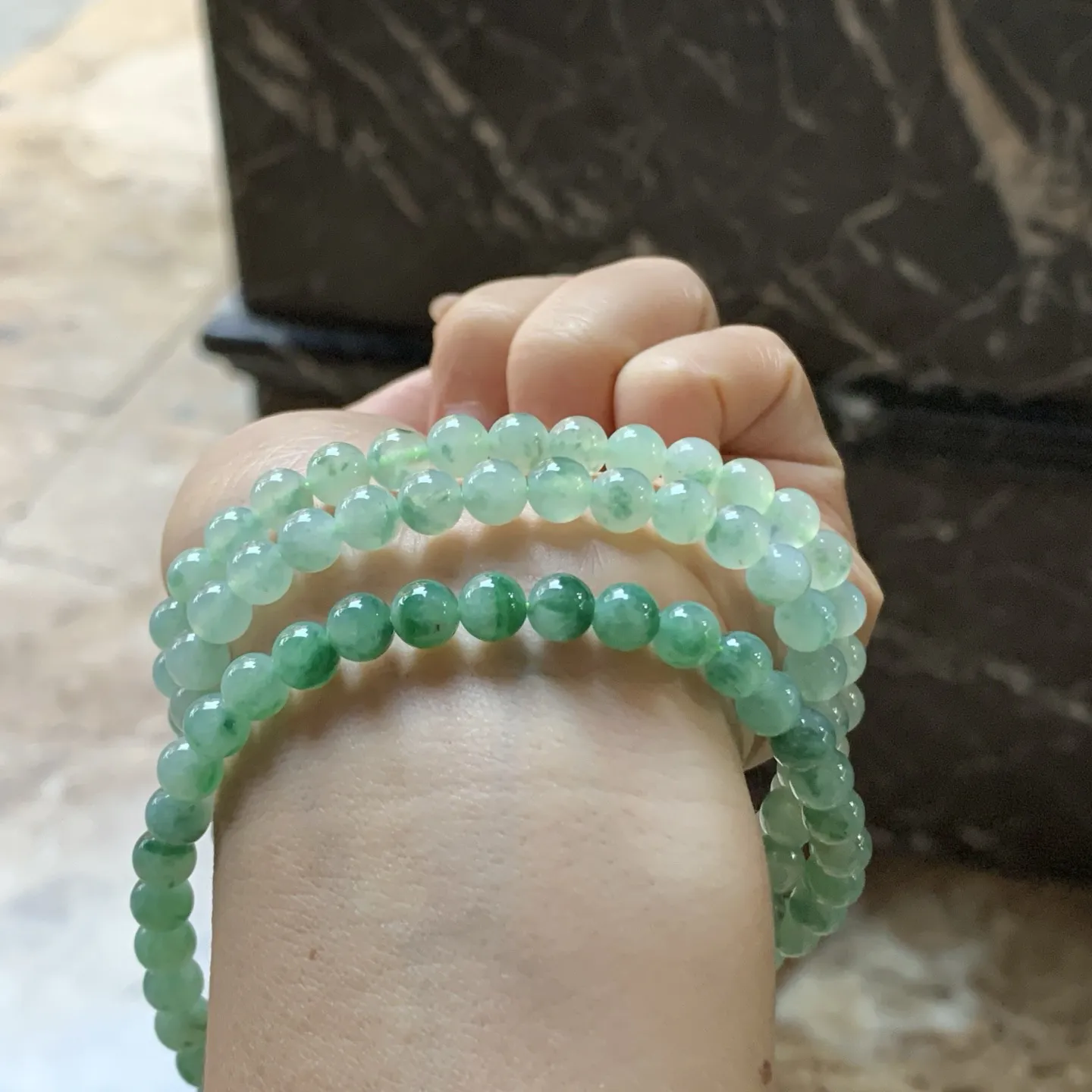 冰晴绿珠链^_^清新 飘花灵韵 好看