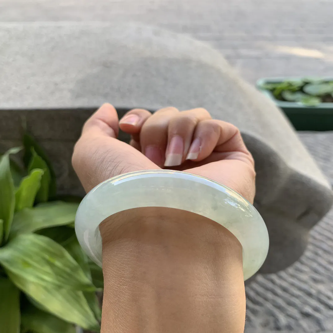 圈口57.8-12.8-9.2 【冰黄翡正圈手镯】正圈57 58可戴