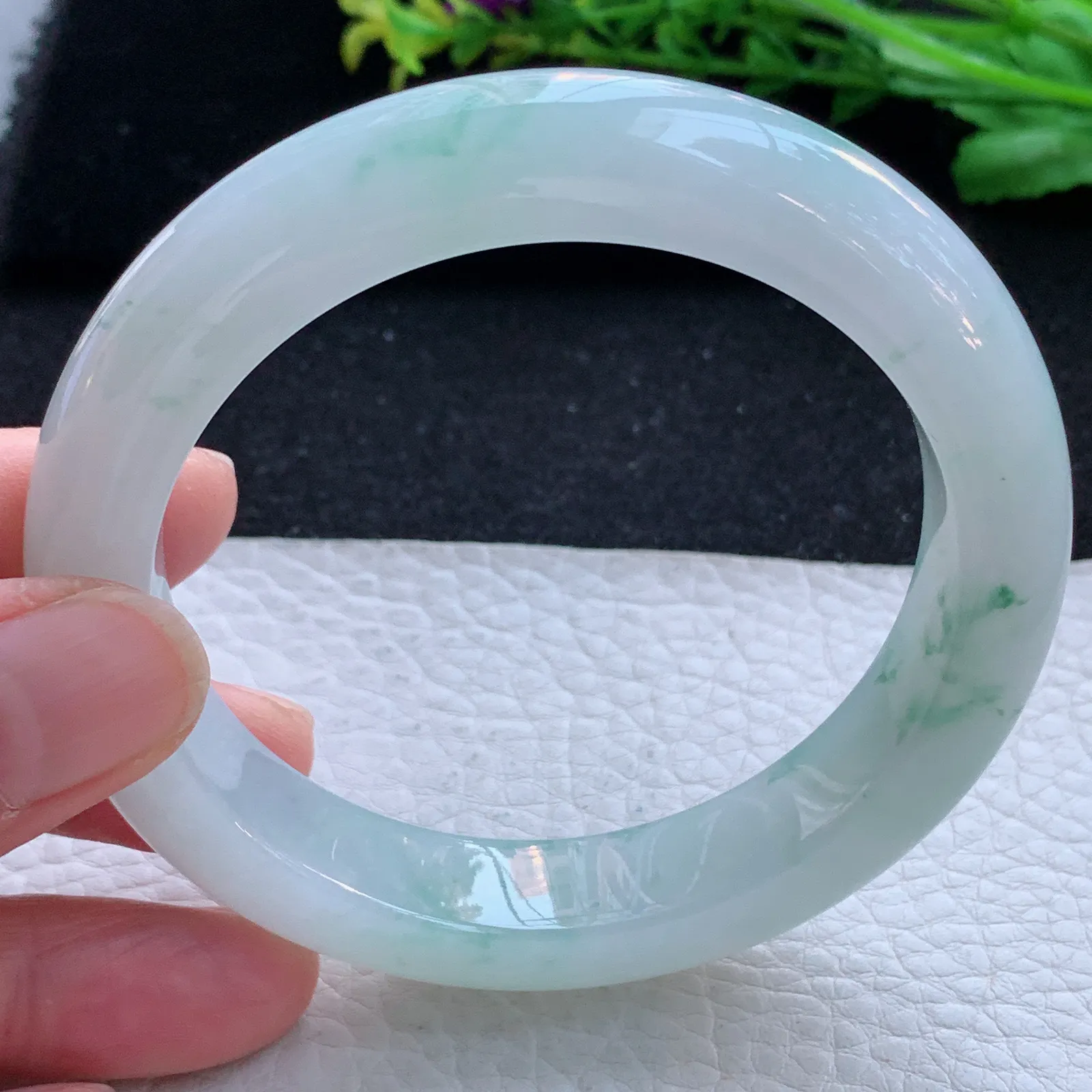 xd大圈口60*13*10平安镯 缅甸翡翠a货玉手镯冰飘花宽边玉手环