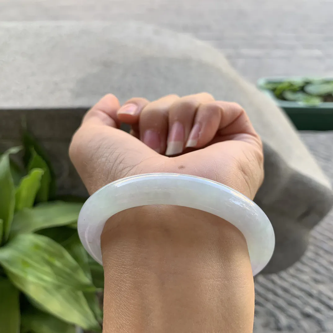 小圈口53-10 【冰紫飘花圆条手镯】圆条53 54可戴