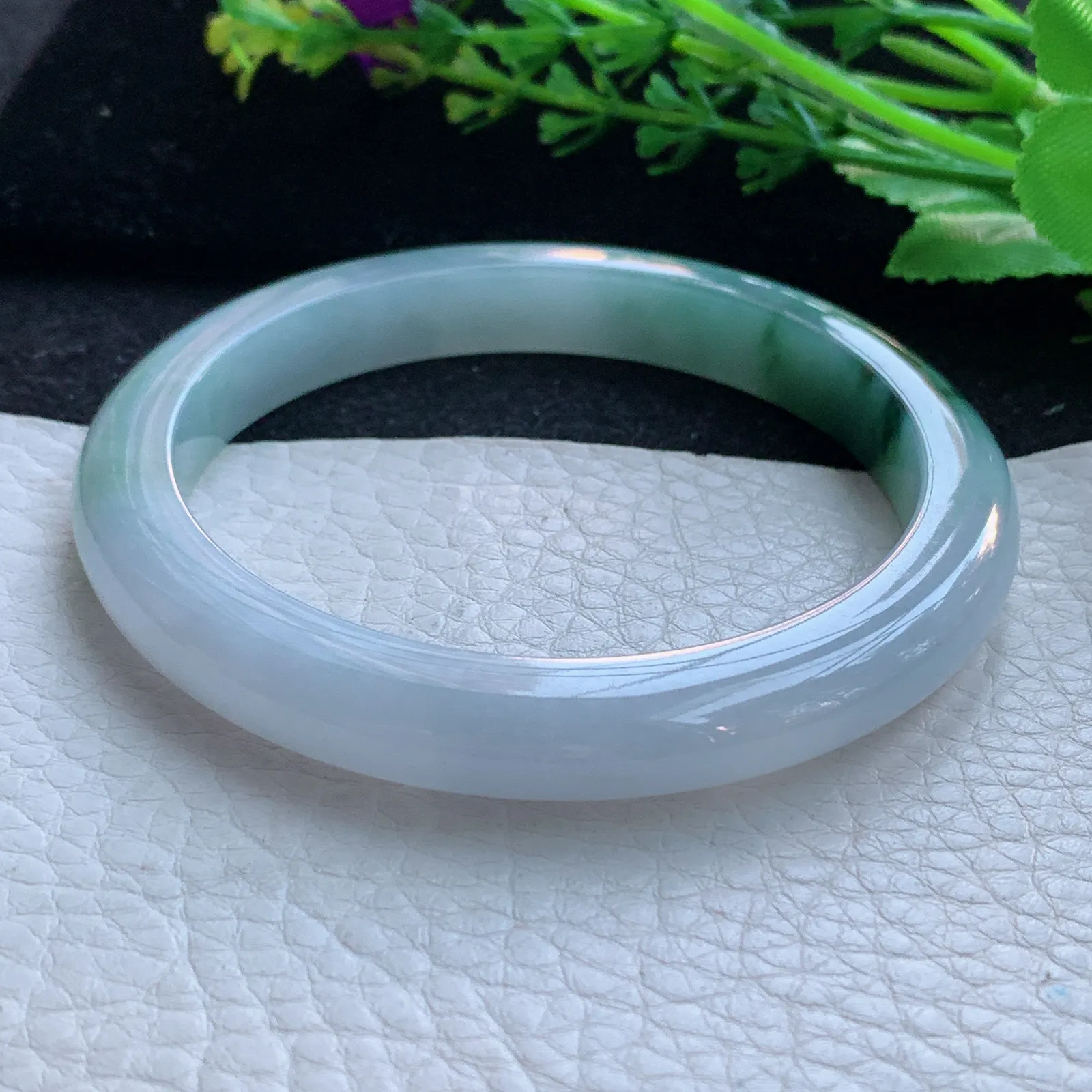 js大圈口60*9.2*8.2平安镯 缅甸翡翠a货玉手镯冰飘花宽边玉手环