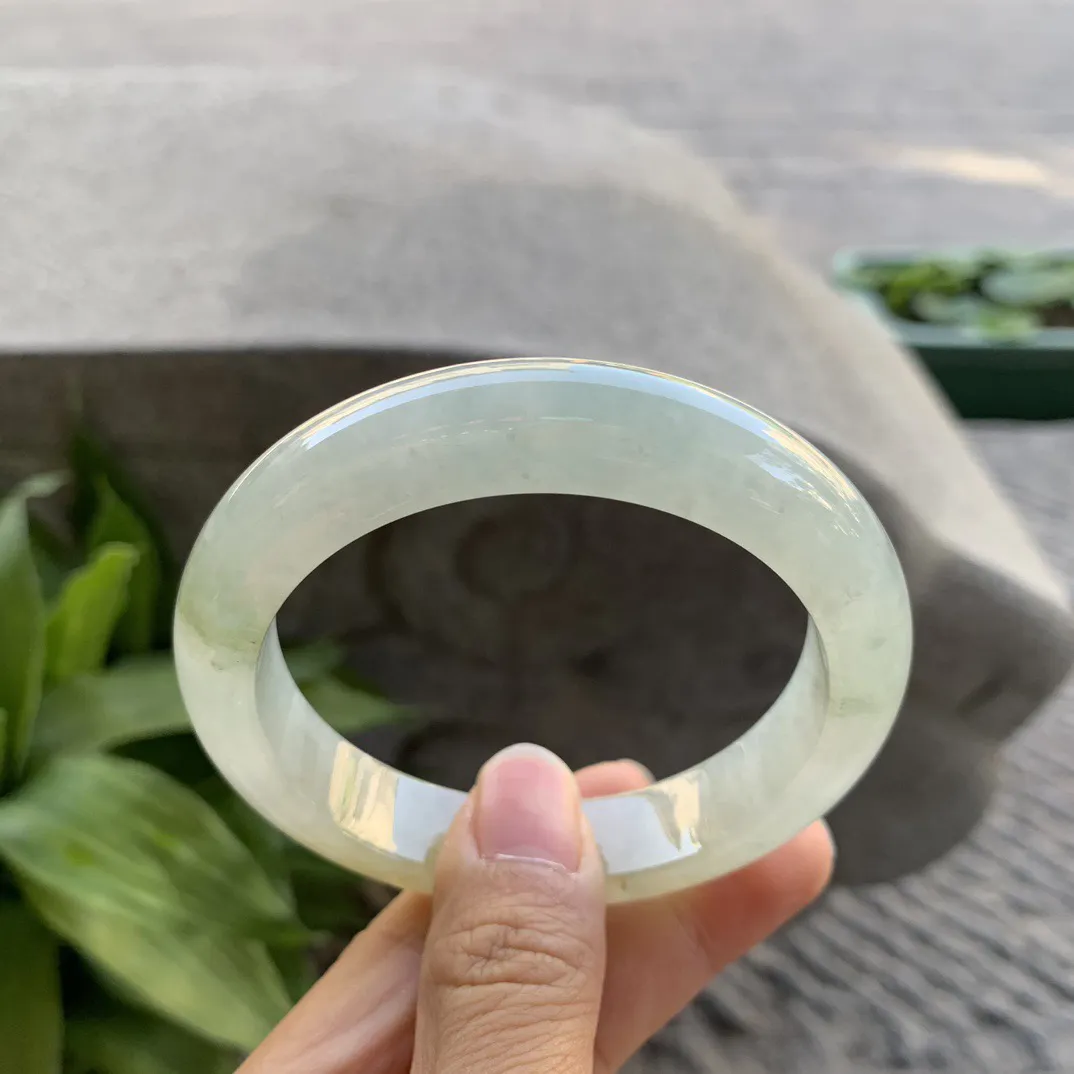 圈口57.8-12.8-9.2 【冰黄翡正圈手镯】正圈57 58可戴