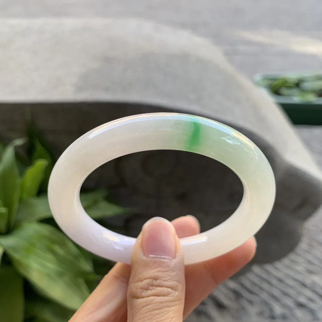 小圈口53.6-9.5 【飘阳绿圆条手镯】圆条53 54可戴