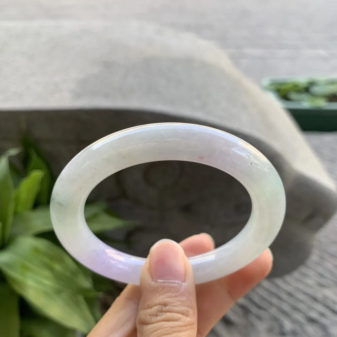 小圈口53-10 【冰紫飘花圆条手镯】圆条53 54可戴