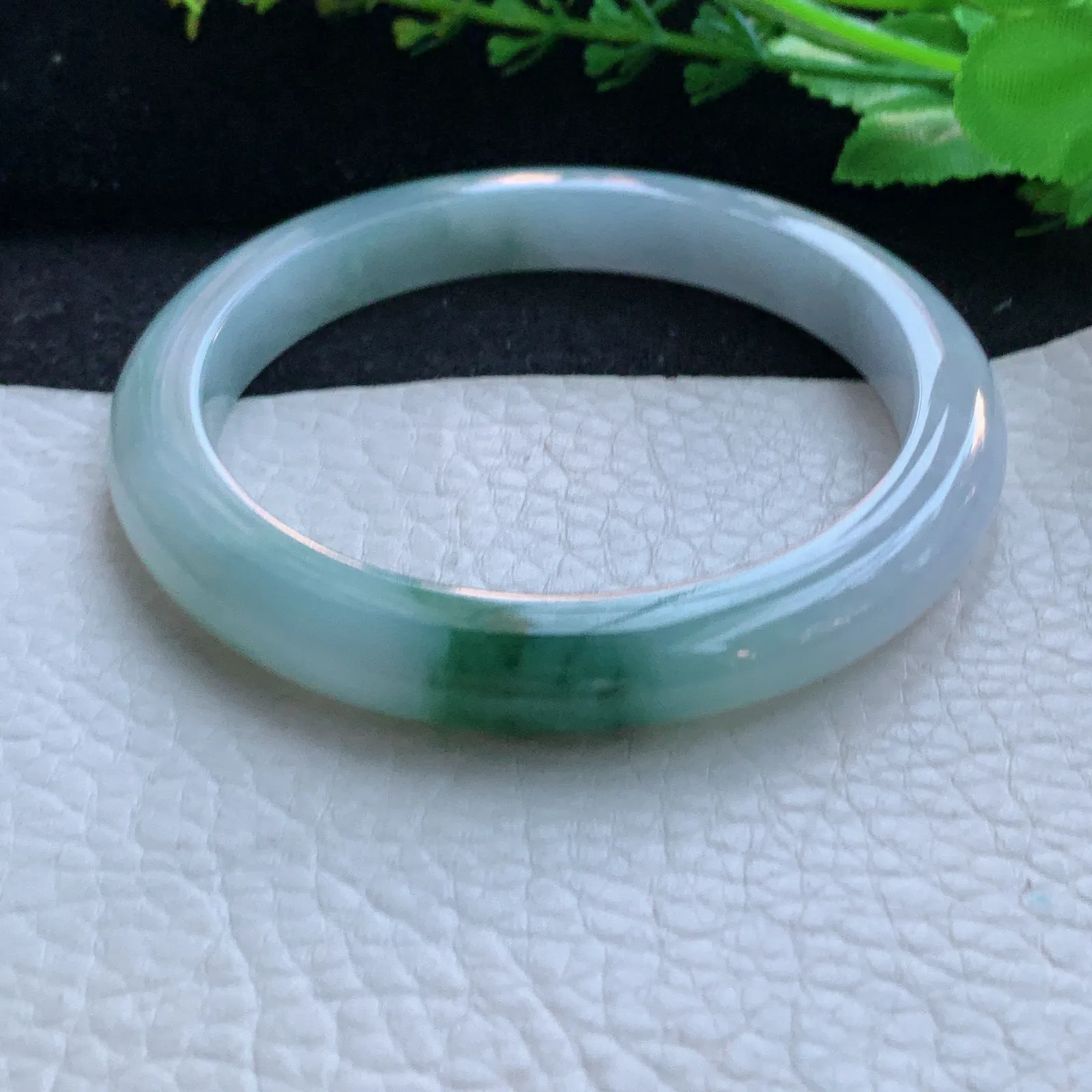 js大圈口60*9.2*8.2平安镯 缅甸翡翠a货玉手镯冰飘花宽边玉手环