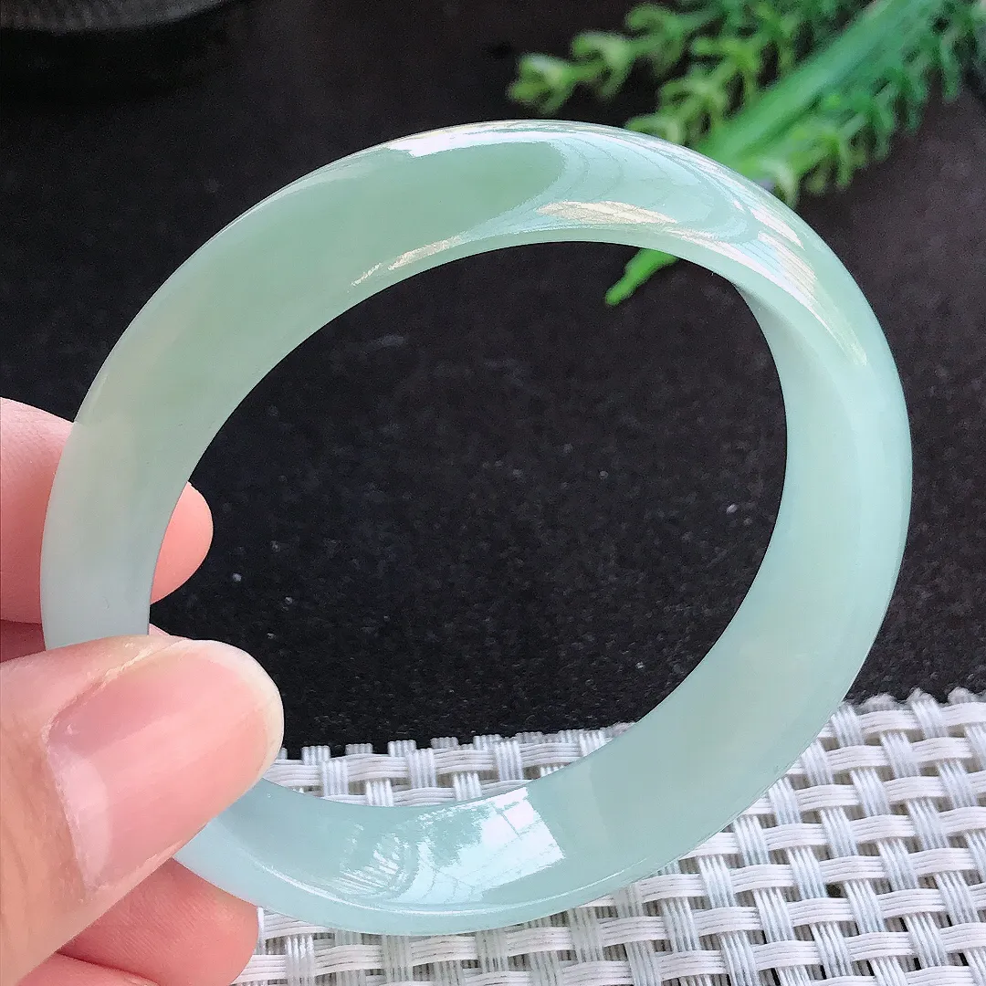 天然A货翡翠56.5/15.2/7老坑冰胶果冻冰晴手镯宽边轮胎镯