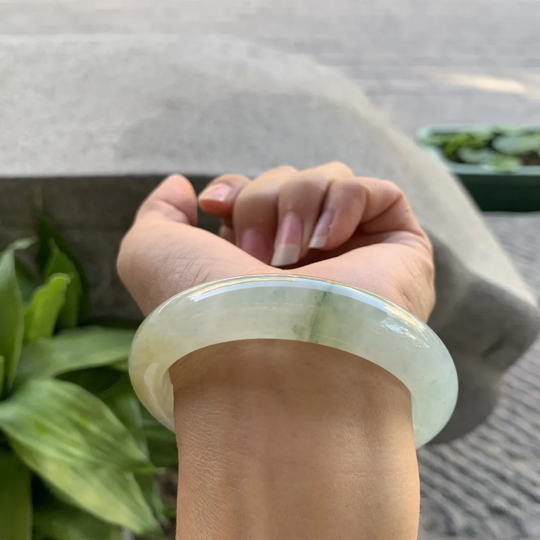 圈口57.8-12.8-9.2 【冰黄翡正圈手镯】正圈57 58可戴