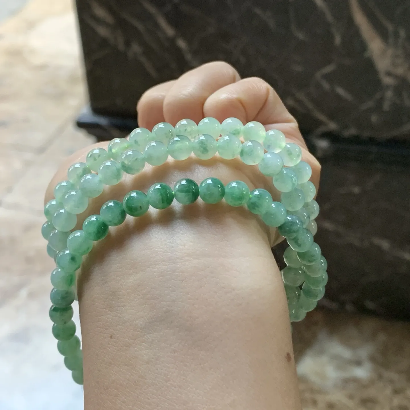 冰晴绿珠链^_^清新 飘花灵韵 好看