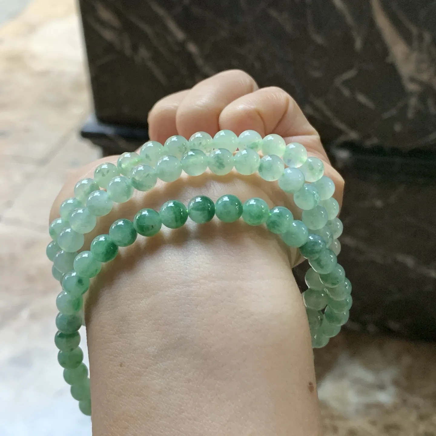 冰晴绿珠链^_^清新 飘花灵韵 好看