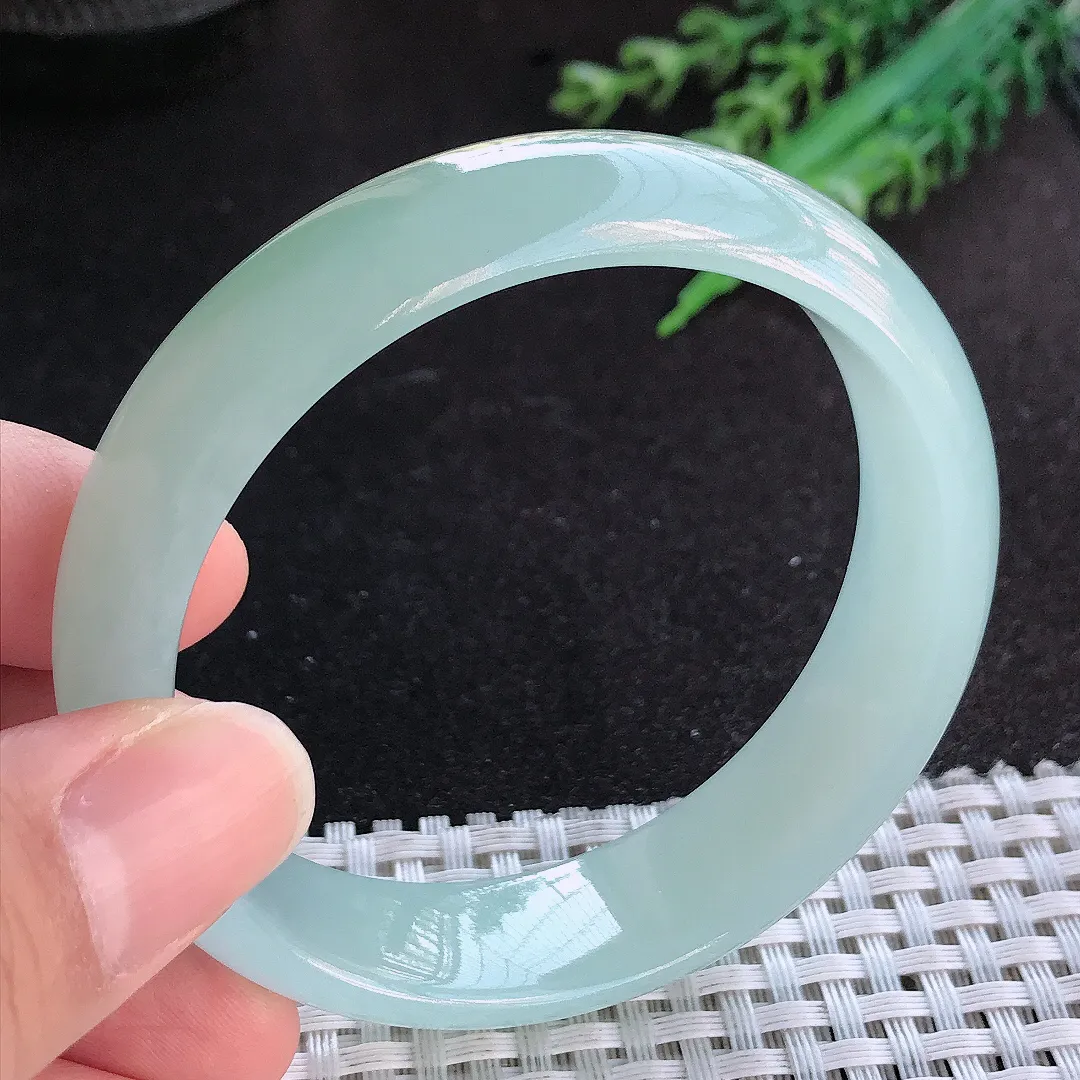 天然A货翡翠56.5/15.2/7老坑冰胶果冻冰晴手镯宽边轮胎镯