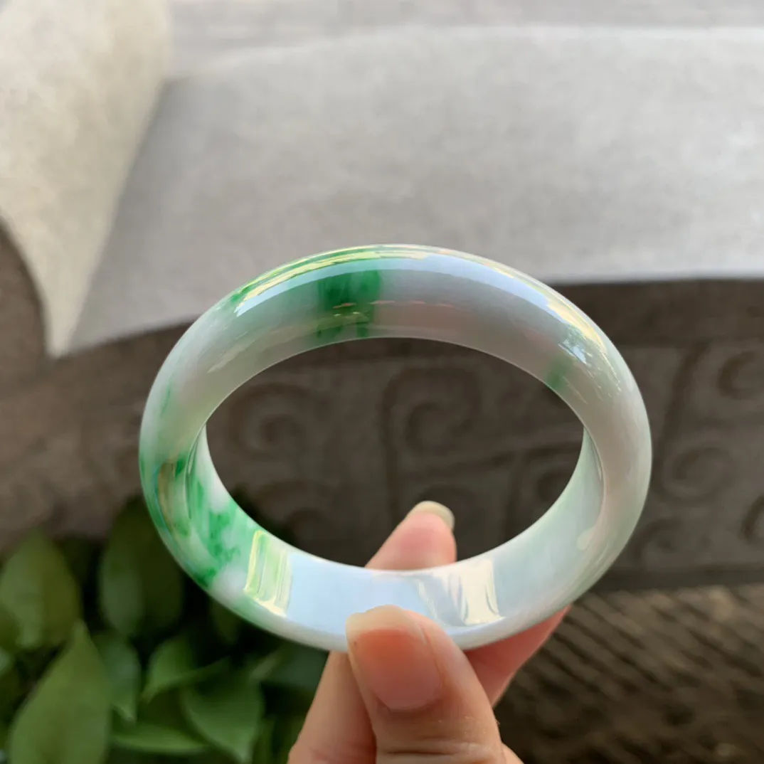 宽版圈口54.3-14.9-7.7【飘绿正圈手镯】正圈54 55可戴