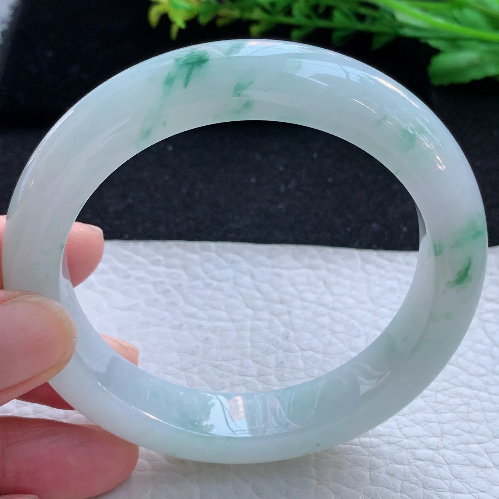 xd大圈口60*13*10平安镯 缅甸翡翠a货玉手镯冰飘花宽边玉手环