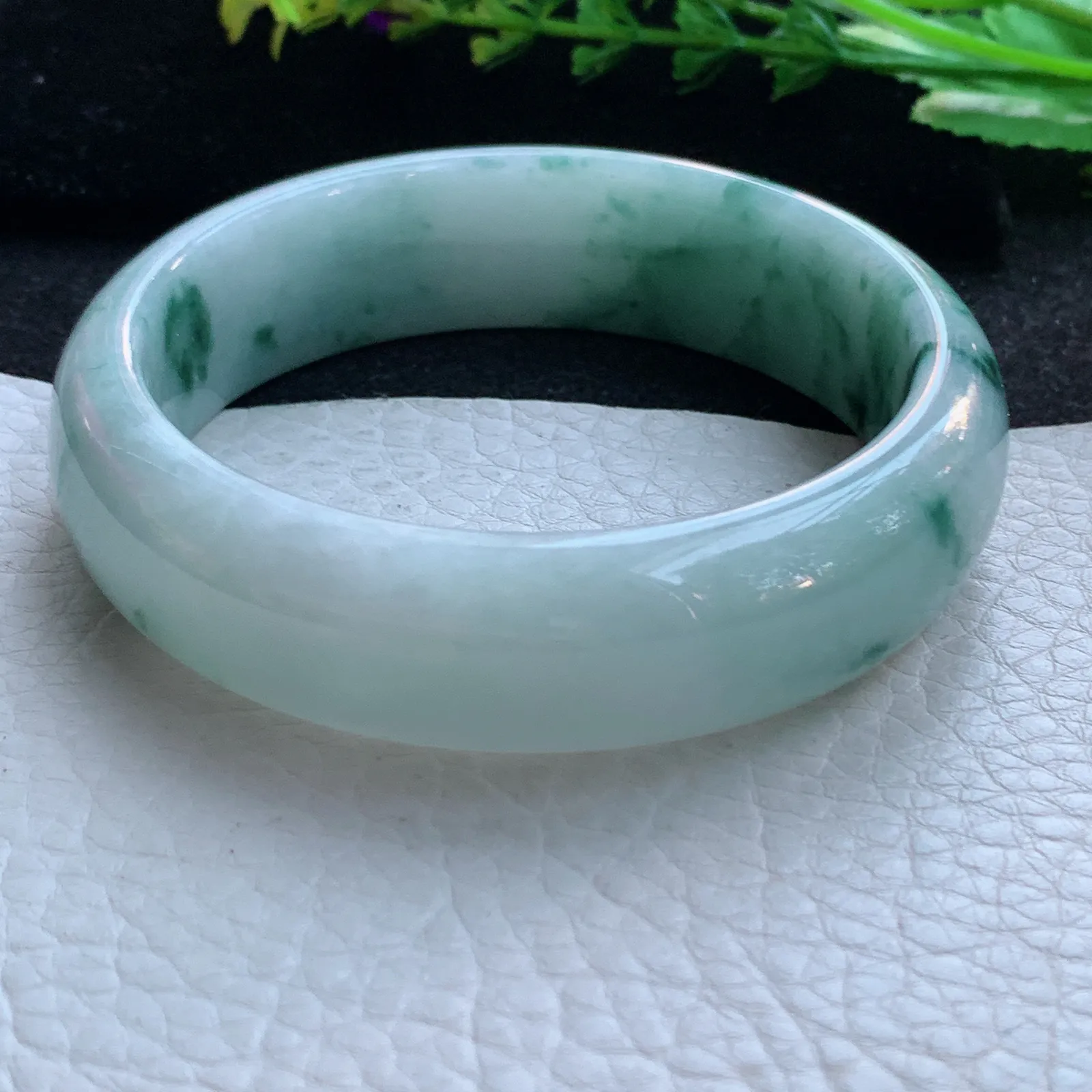 hh大圈口60*18*8.5轮胎镯 缅甸翡翠a货玉手镯飘花大气宽边玉手环