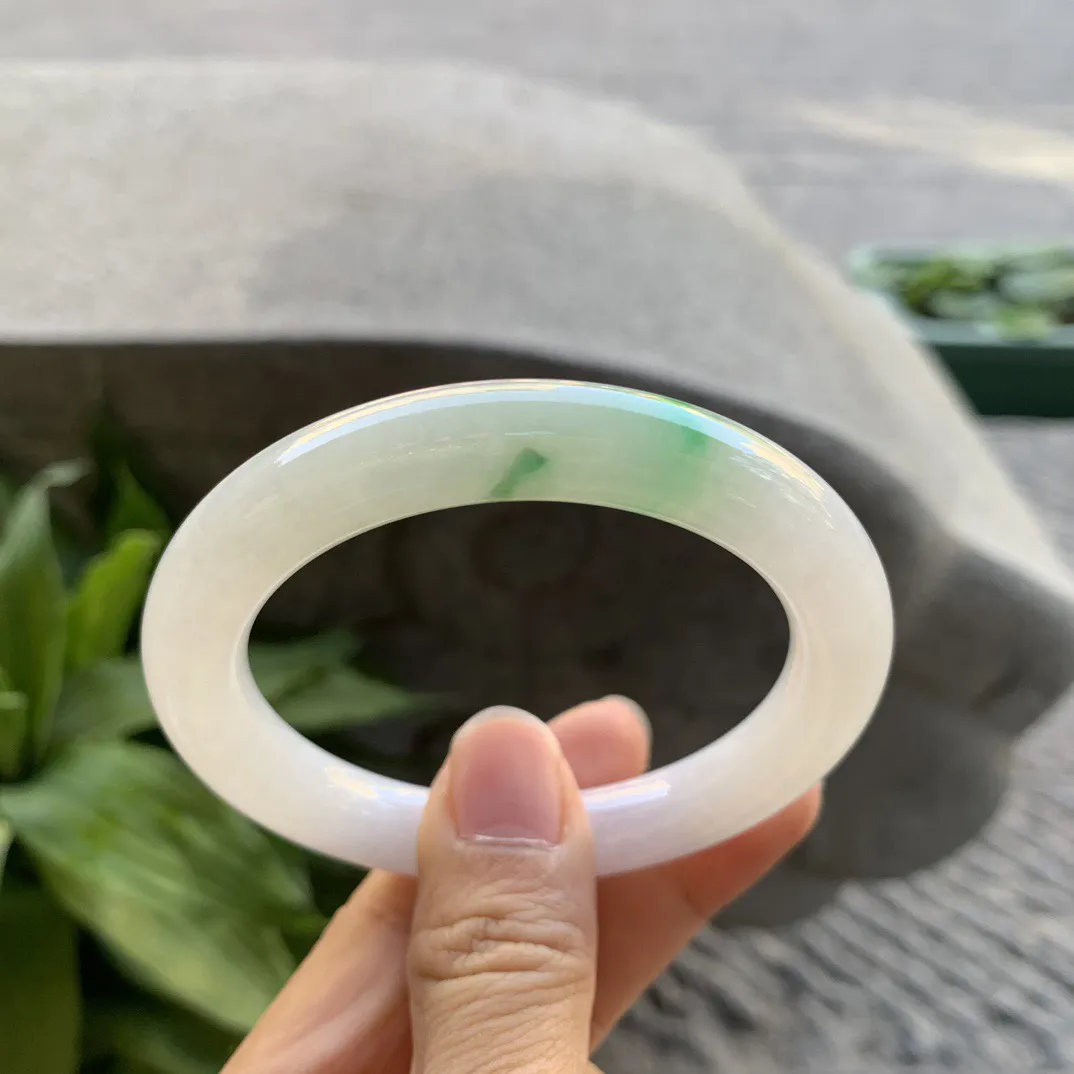 小圈口53.6-9.5 【飘阳绿圆条手镯】圆条53 54可戴