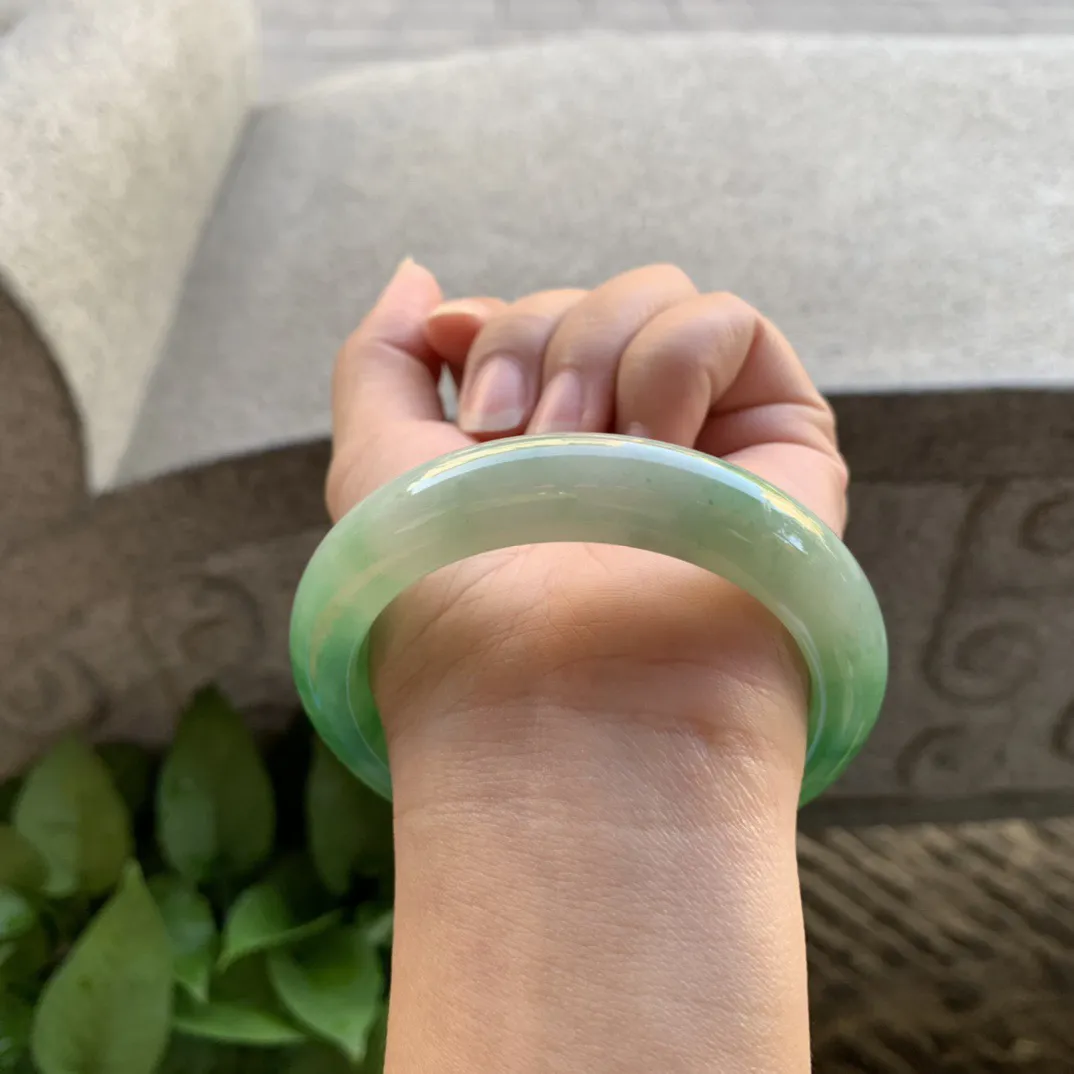 圈口 56.4-12.5-9.5【芙蓉绿正圈手镯】正圈56 57可戴