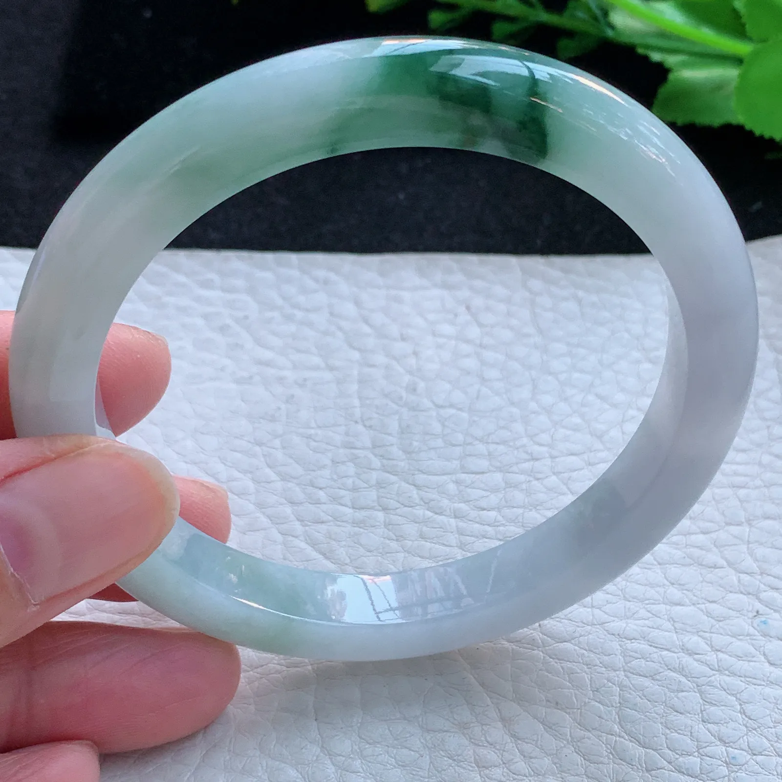 js大圈口60*9.2*8.2平安镯 缅甸翡翠a货玉手镯冰飘花宽边玉手环