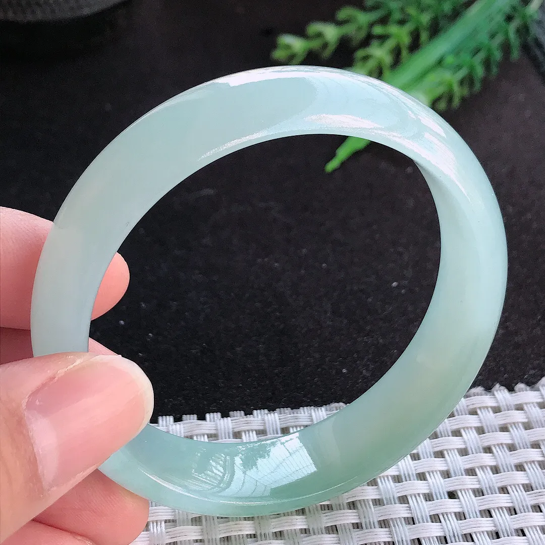 天然A货翡翠56.5/15.2/7老坑冰胶果冻冰晴手镯宽边轮胎镯