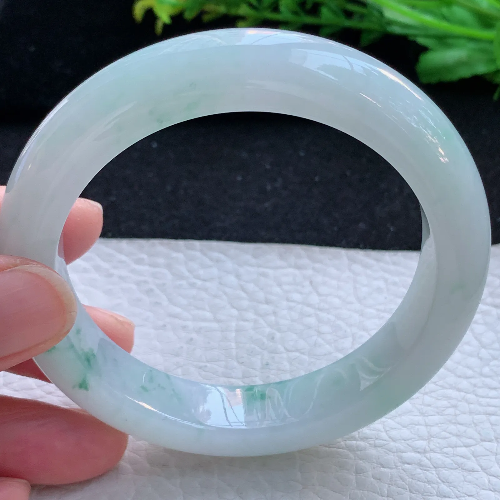 xd大圈口60*13*10平安镯 缅甸翡翠a货玉手镯冰飘花宽边玉手环