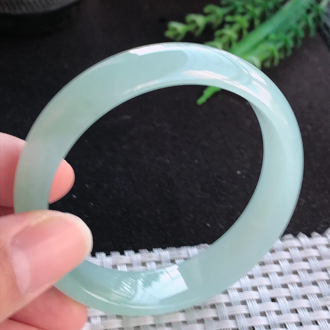 天然A货翡翠56.5/15.2/7老坑冰胶果冻冰晴手镯宽边轮胎镯