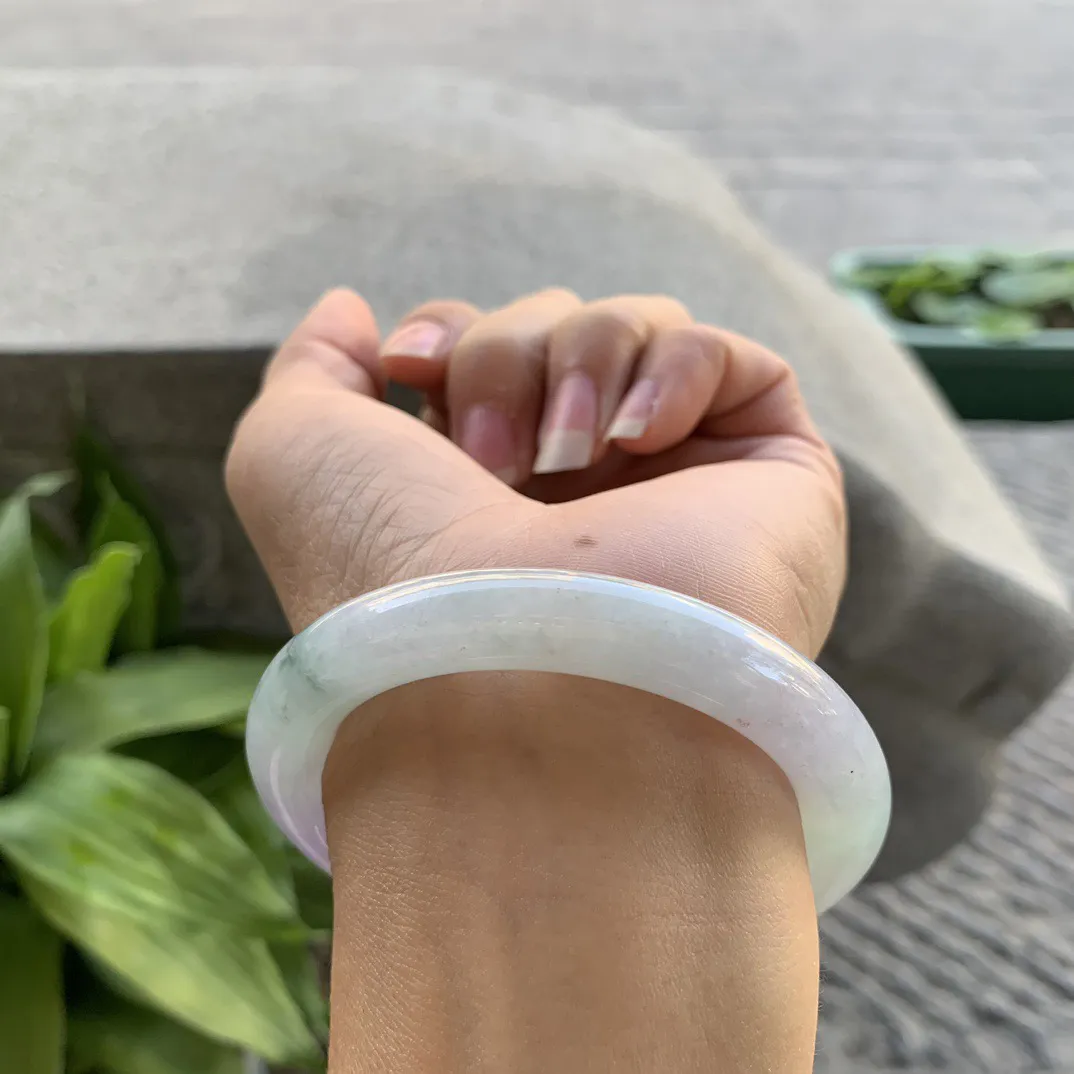 小圈口53-10 【冰紫飘花圆条手镯】圆条53 54可戴