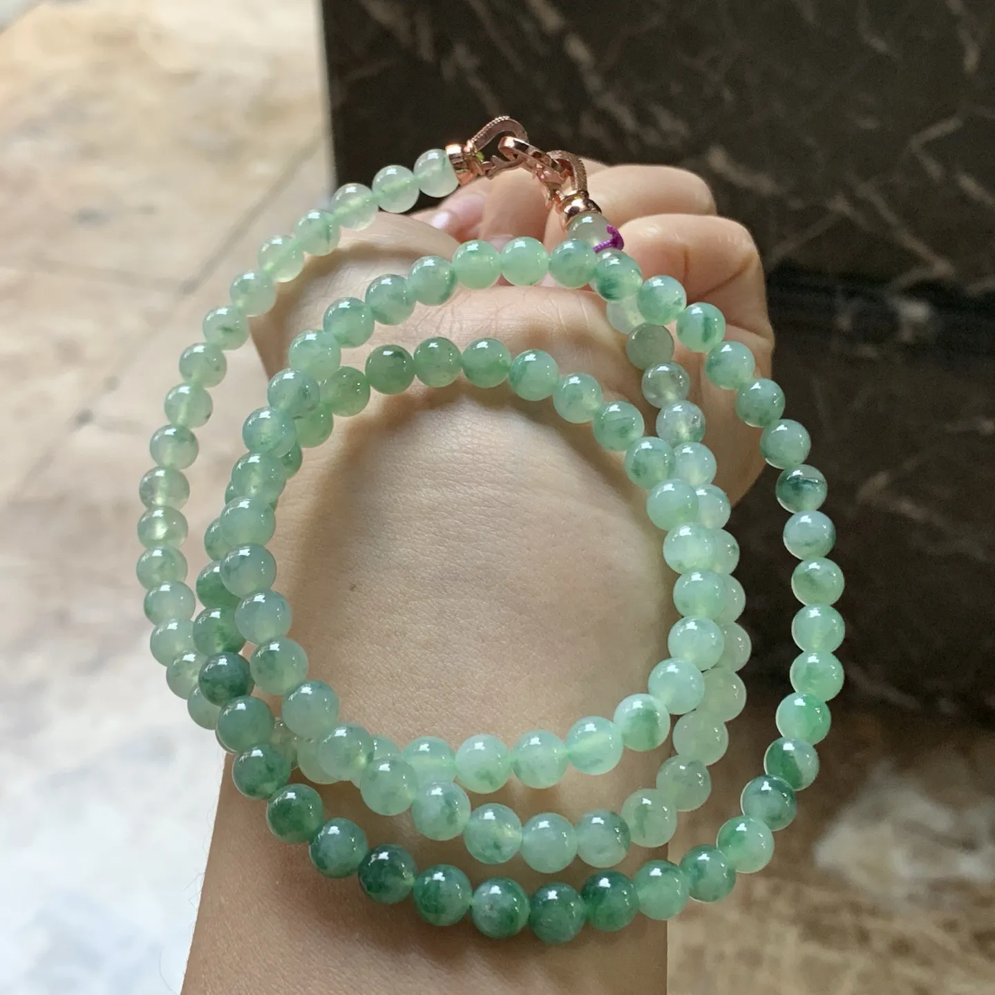 冰晴绿珠链^_^清新 飘花灵韵 好看