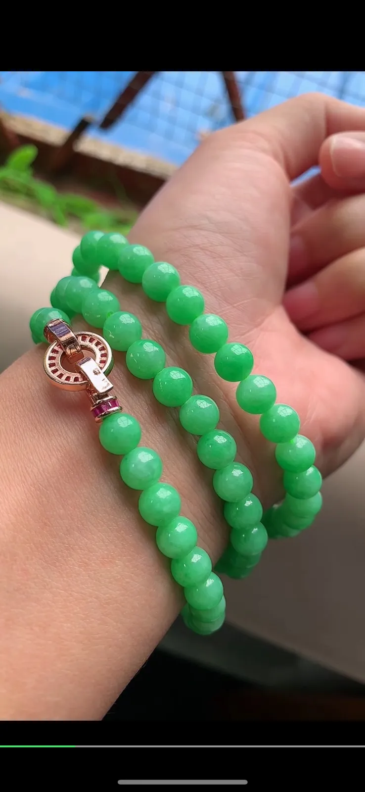 满绿珠链，7.4~6.5mm